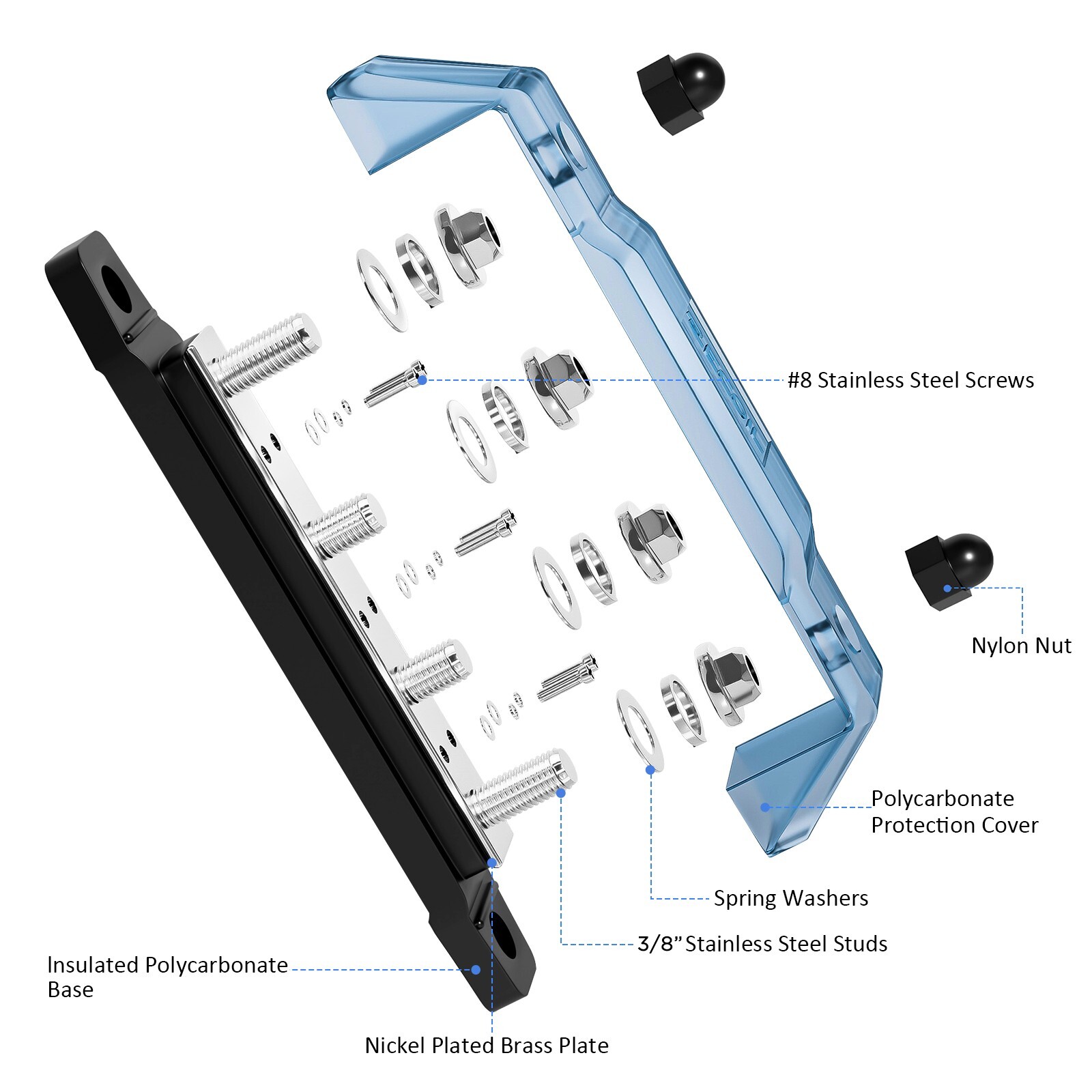 Recoil BB46P-516 Bus Bar 4 Studs Power Distribution Block for Automotive Max 48V - Image 3