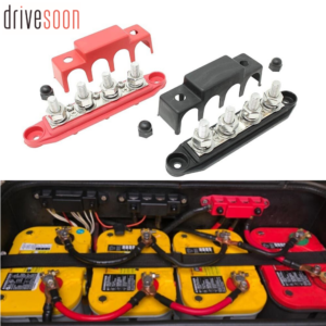 New for Marine Automotive M8 Red & Black 5/16" 4 Stud Power Distribution Block