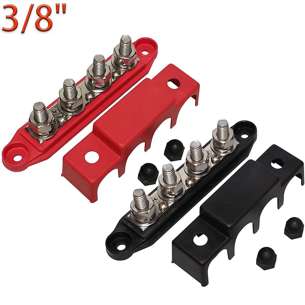 3/8" / 5/16" 4 Stud Power Distribution Block &Cover Bus Bar Marine Automotive - Image 2