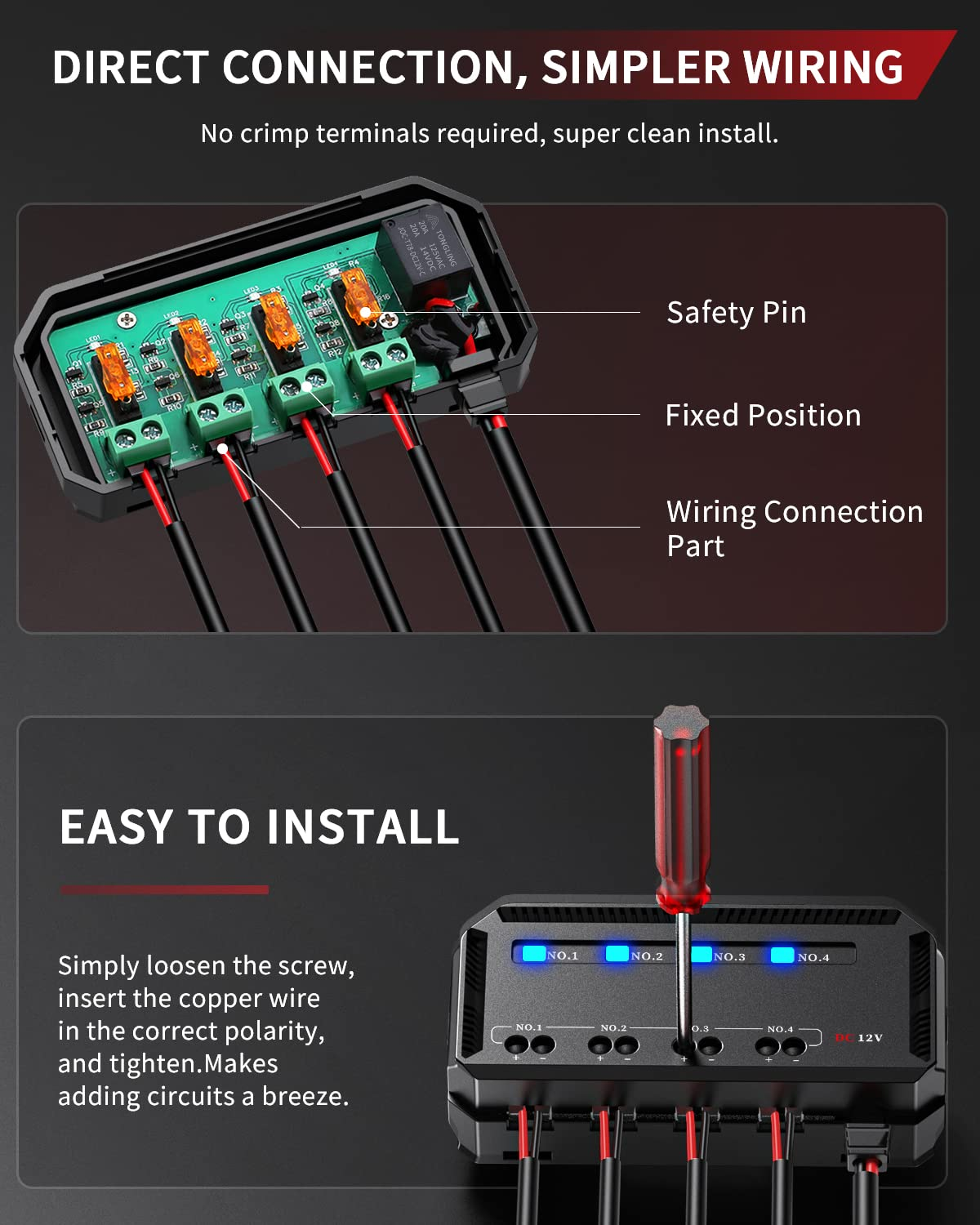 ELECTOP 12V Fuse Block, Universal 20A Motorcycle Automotive Fuse Block Fuse and - Image 2