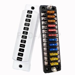 12 Way Automotive Fuse Box with Label Stickers Blade Fuse Block Panel for Wiring