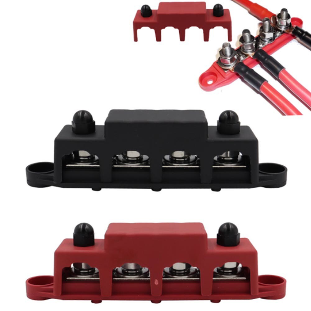 New for Marine Automotive M8 Red & Black 5/16" 4 Stud Power Distribution Block - Image 2