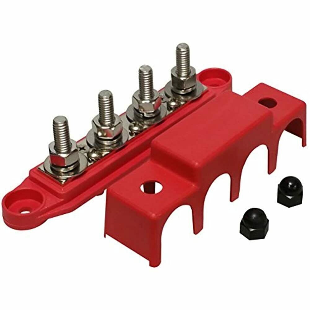 New for Marine Automotive M8 Red & Black 5/16" 4 Stud Power Distribution Block - Image 5