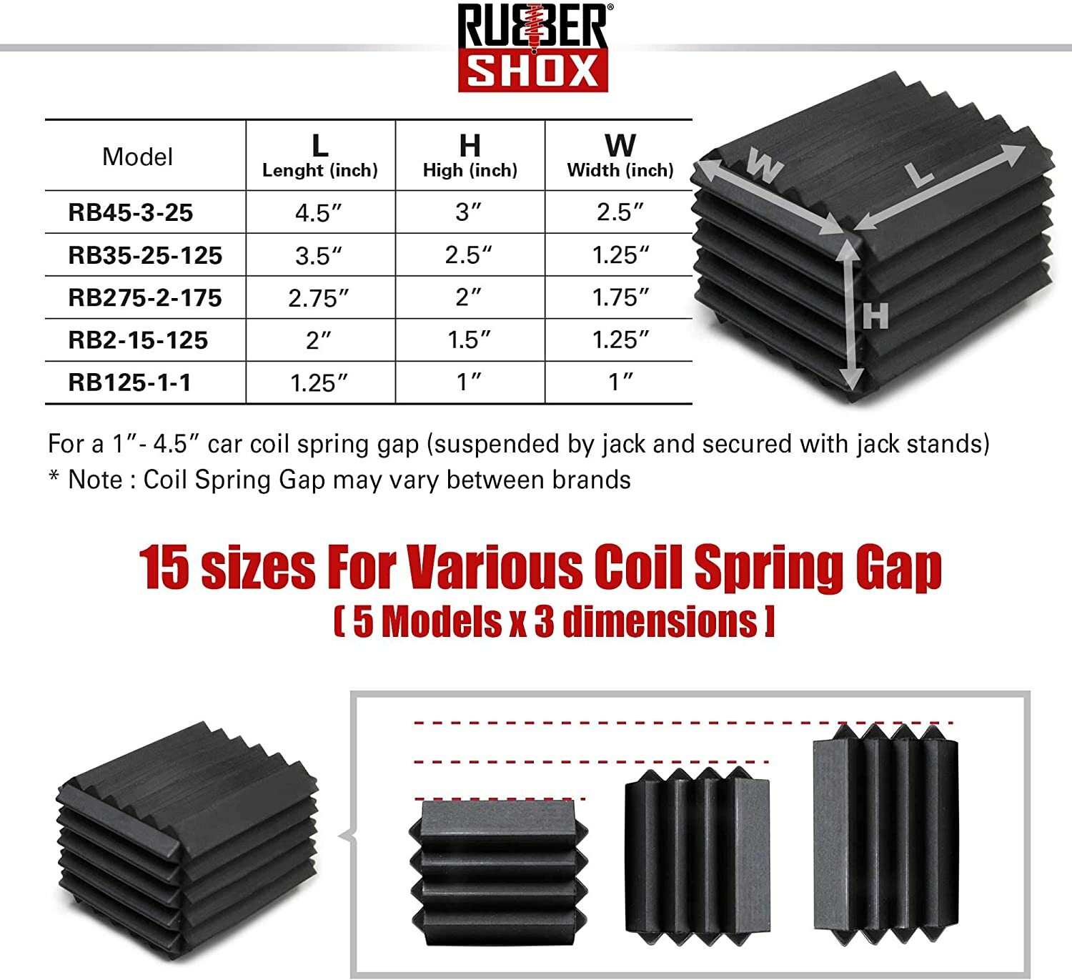 Coil Spring Block Boosters, Automotive Performance Enhancement 1.25"X1"X1" - Image 3