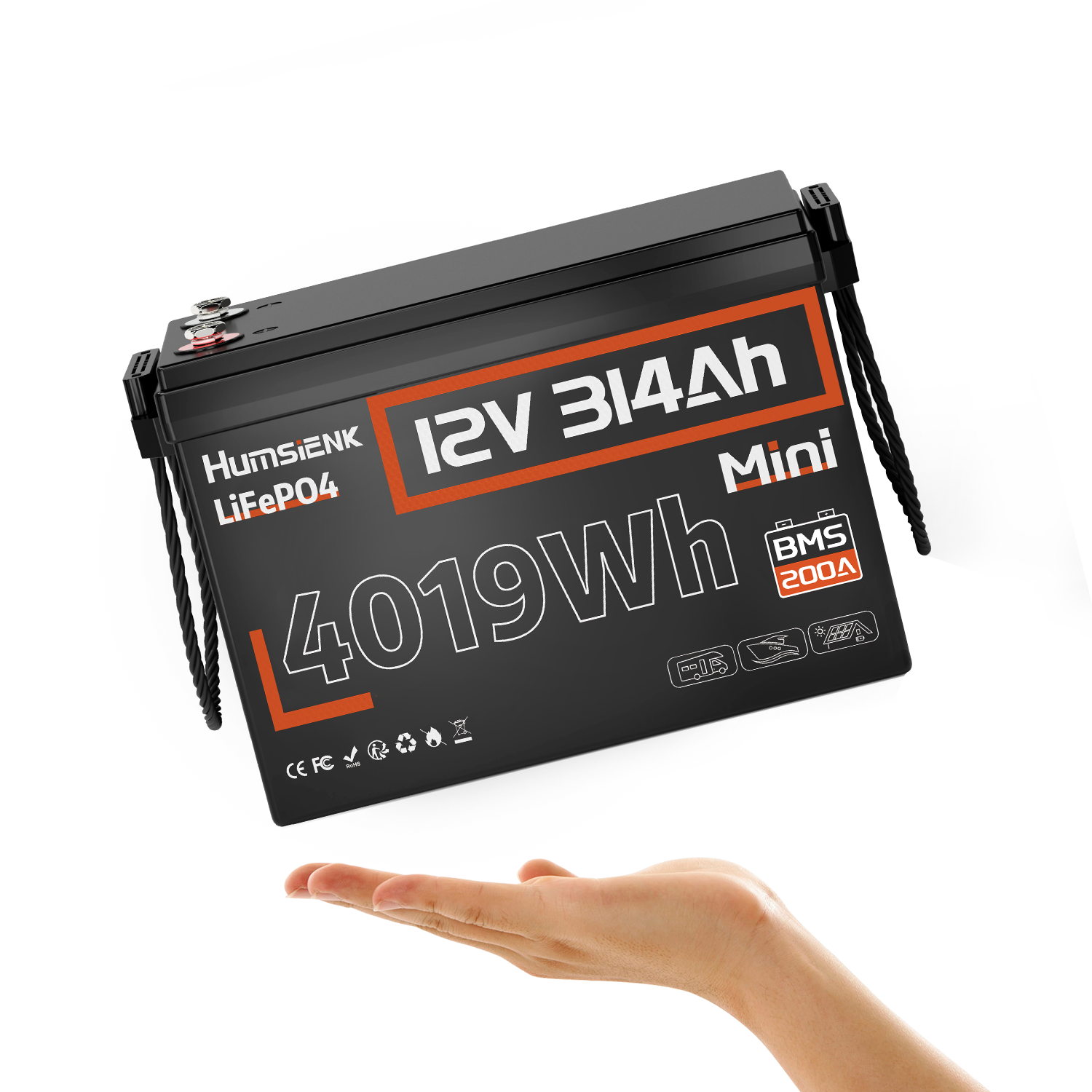Batería de litio Humsienk 12V 314Ah LiFePO4 200A BMS autocaravana fuera de la red- - Image 2