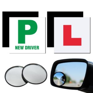 Juego de placas magnéticas L&P + espejos de punto ciego resistentes a la intemperie ajuste universal-