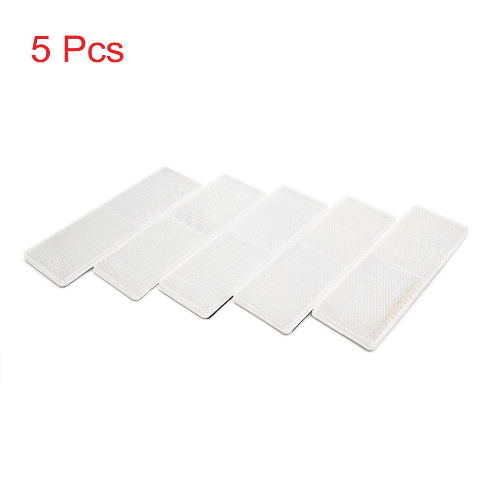 5PCS White Rectangle Stick-on Safety Reflector Plate w/o Mounting Holes for Car