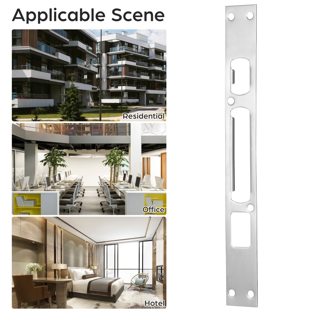 4 piezas Placas de seguridad para puertas Placa larga Cerradura de puerta Golpe Seguro- - Image 3
