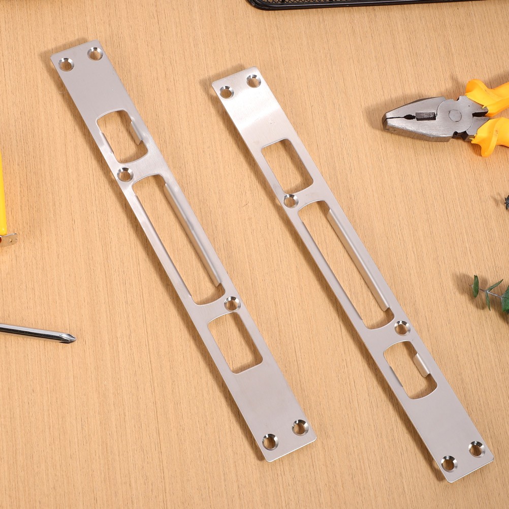 4 piezas Placas de seguridad para puertas Placa larga Cerradura de puerta Golpe Seguro- - Image 4