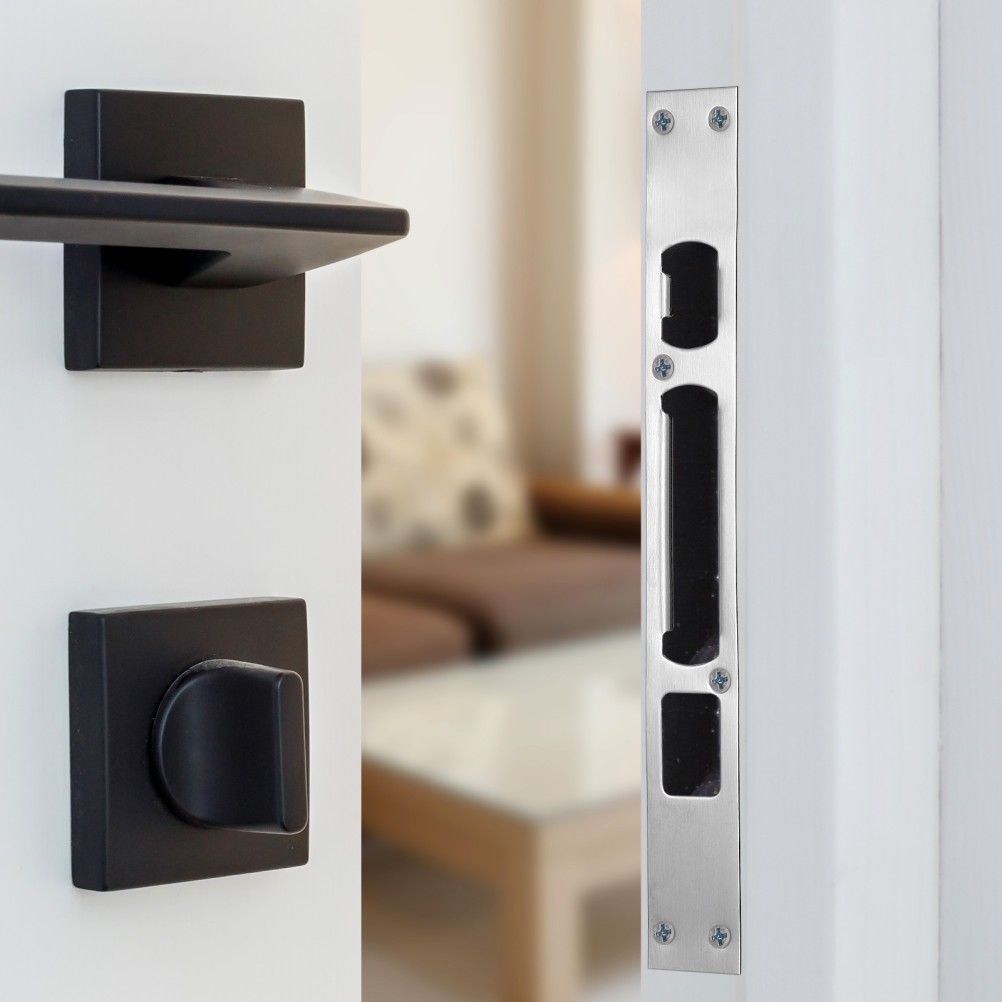 4 piezas Placas de seguridad para puertas Placa larga Cerradura de puerta Golpe Seguro- - Image 5