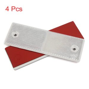Placa de advertencia reflectora de seguridad adhesiva rectangular blanca 4 piezas con orificios de montaje-