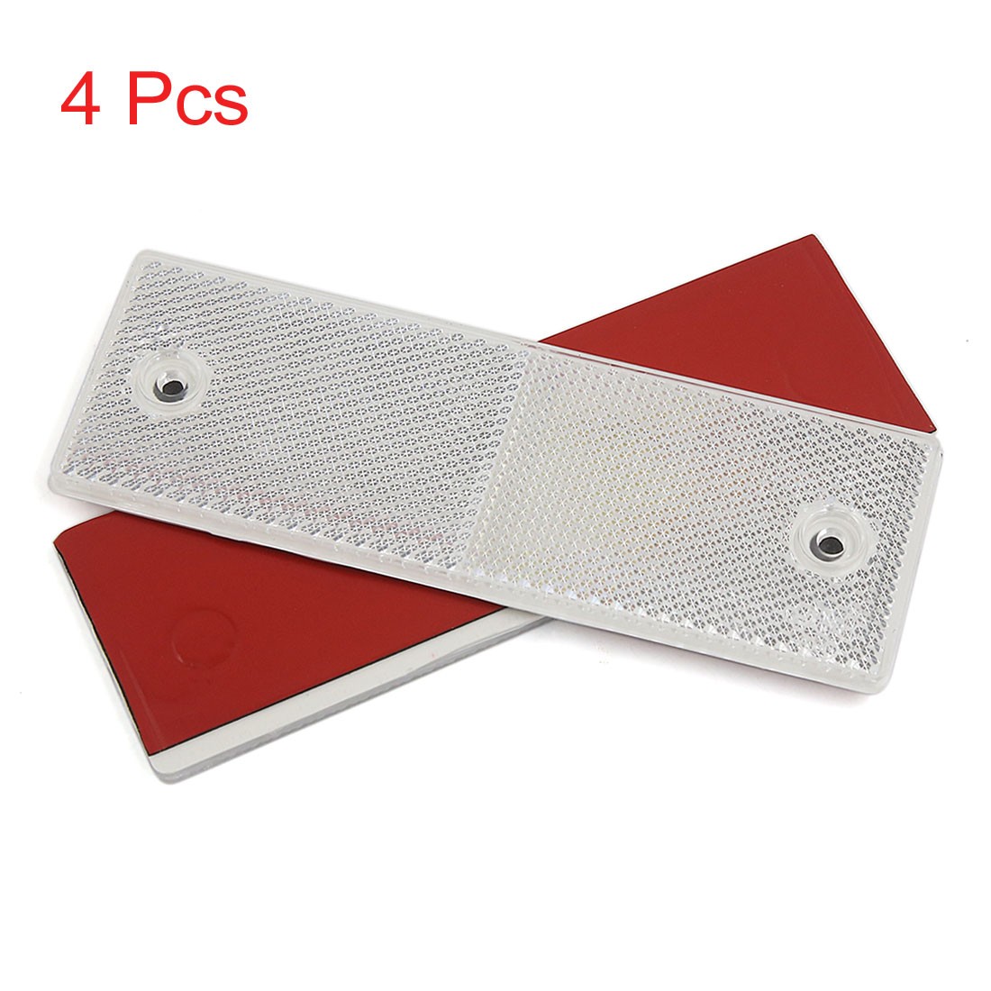 Placa de advertencia reflectora de seguridad adhesiva rectangular blanca 4 piezas con orificios de montaje-