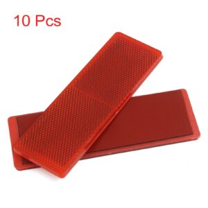 Placa reflectora de seguridad adhesiva rectangular roja para automóvil sin orificios 10 piezas-