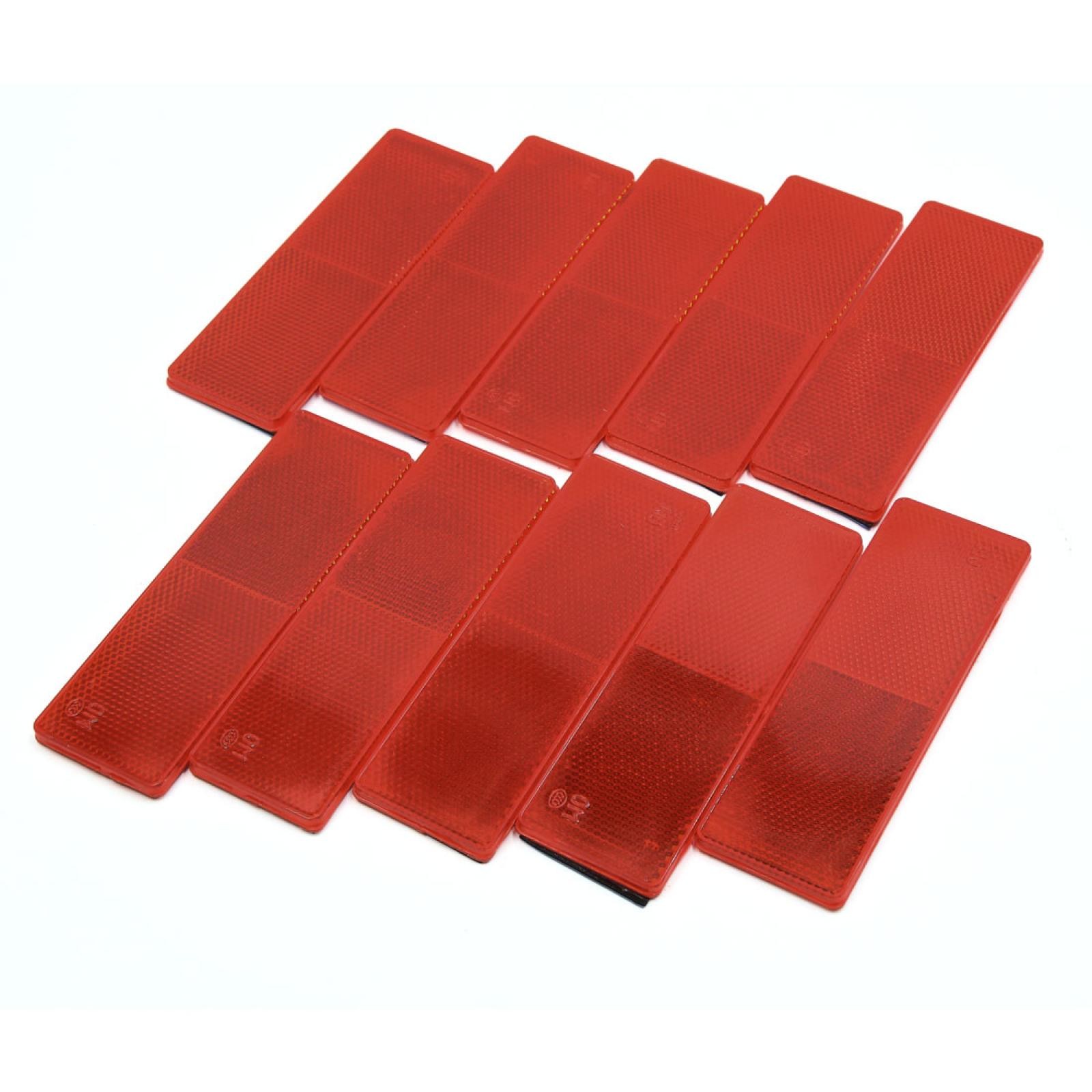 Placa reflectora de seguridad adhesiva rectangular roja para automóvil sin orificios 10 piezas- - Image 2