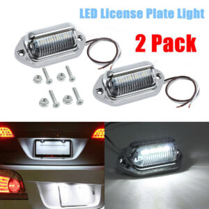 2x Cromo 6 LED Matrícula Luz de Paso Camión Caravana Camión Remolque 12V-