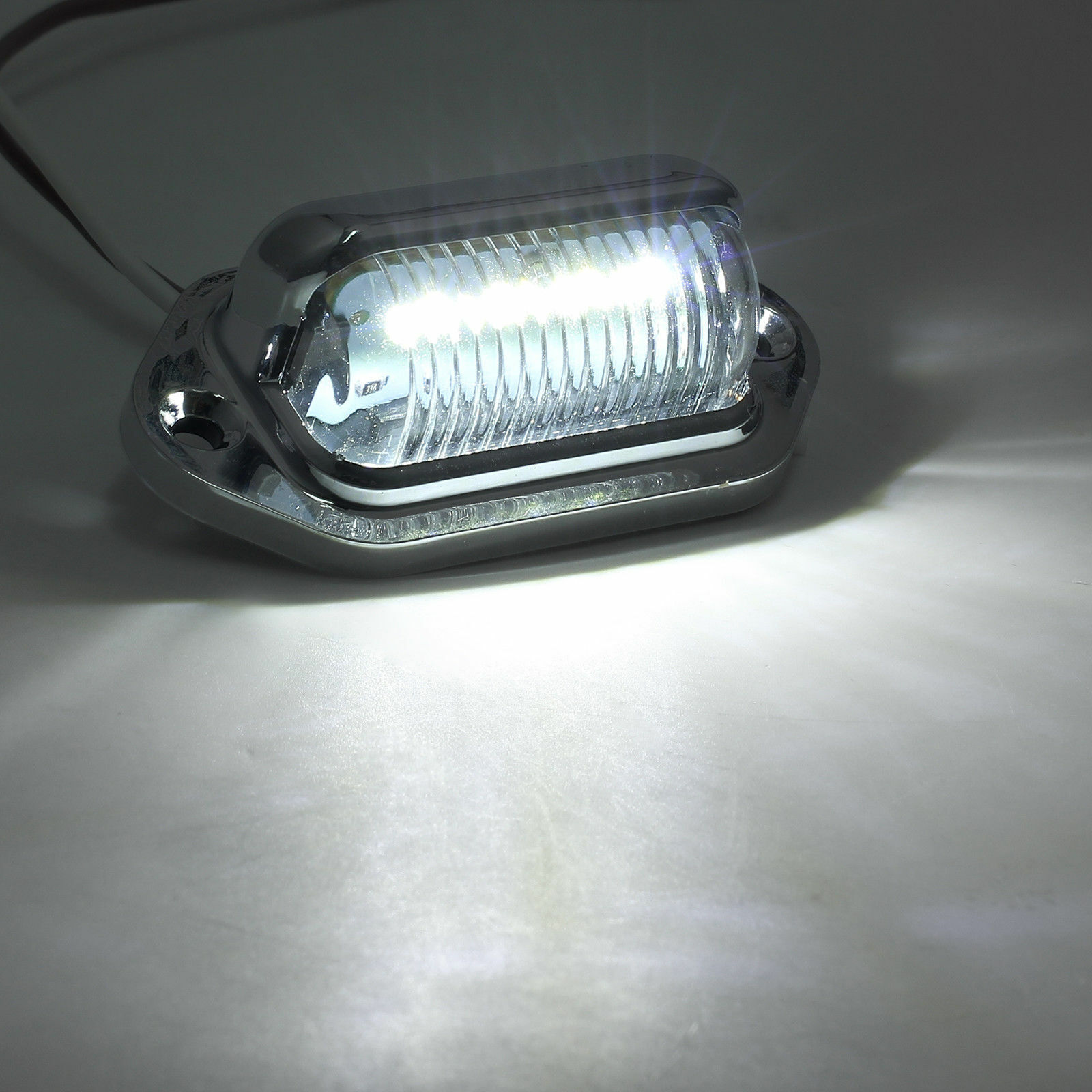 2x Cromo 6 LED Matrícula Luz de Paso Camión Caravana Camión Remolque 12V- - Image 2