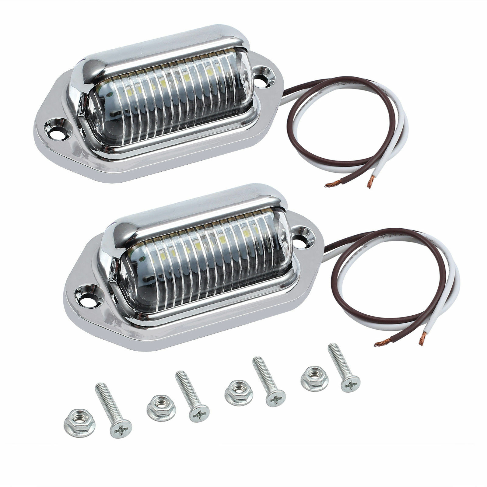 2x Cromo 6 LED Matrícula Luz de Paso Camión Caravana Camión Remolque 12V- - Image 5