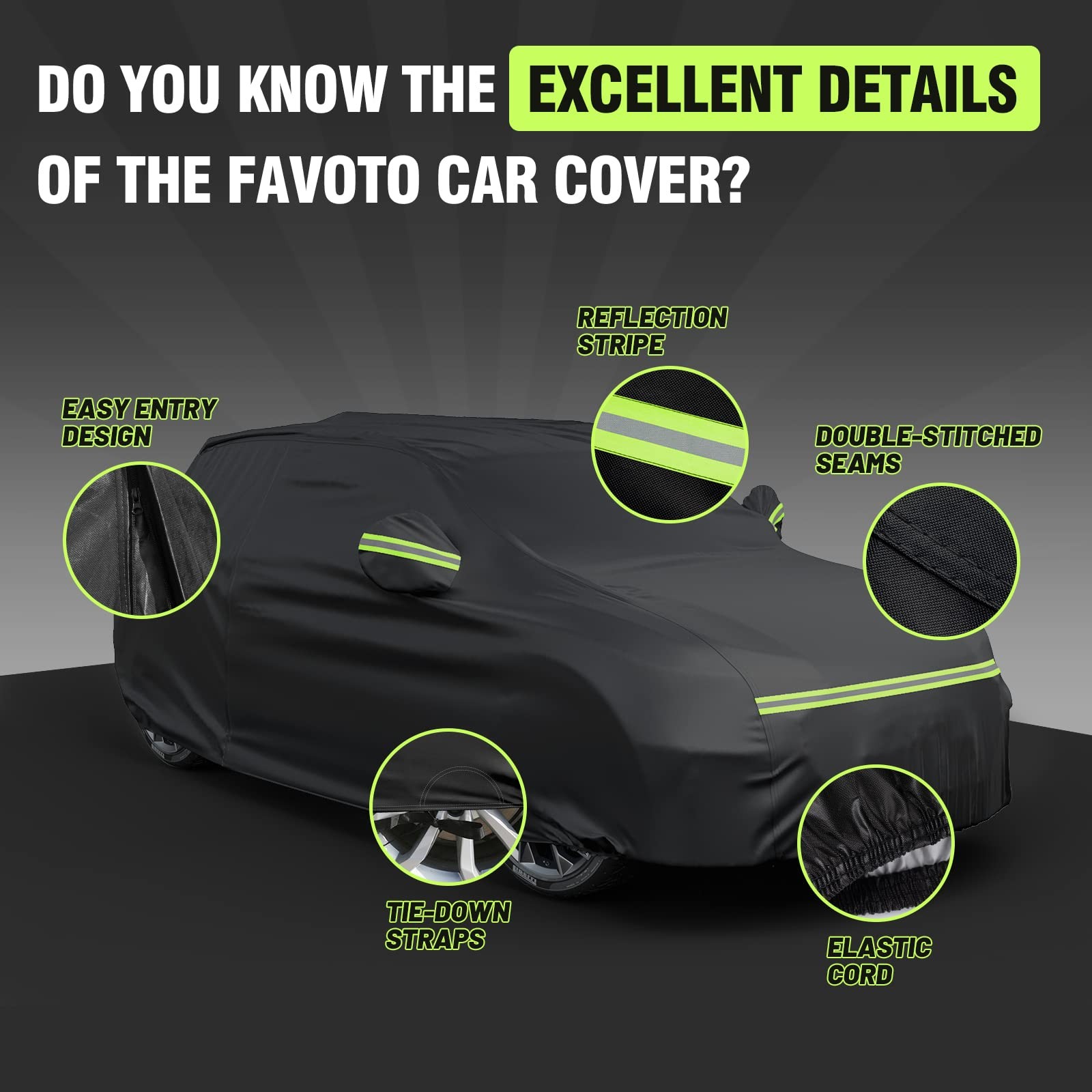 Favoto Cubierta Coche SUV, Exterior Puerta Completa Cubierta Coche Impermeable Grande con Lado Derecho- - Image 5