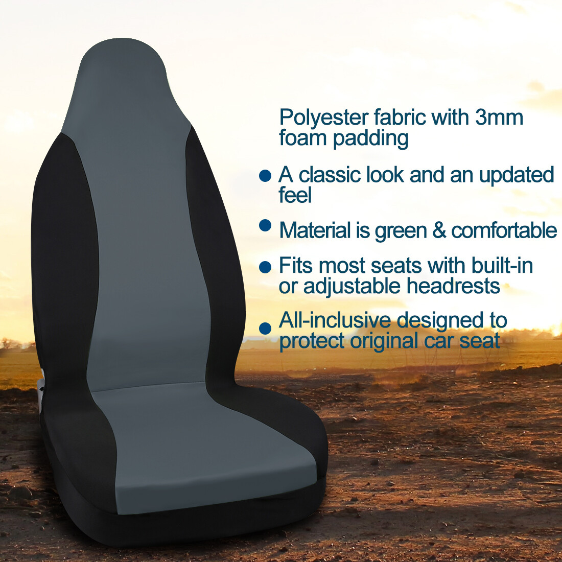 Protector de cubo de cubierta de asiento universal gris negro para automóvil SUV- - Image 2