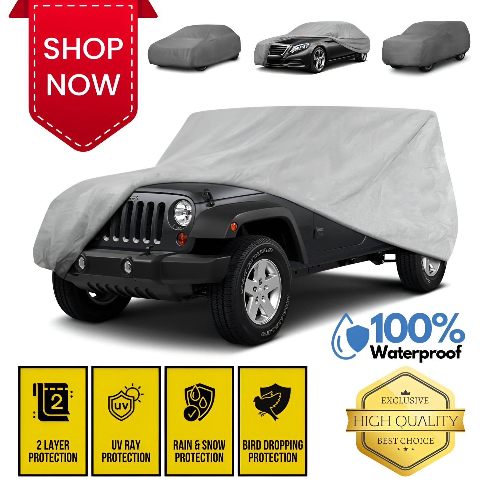 Se adapta a Jeep Wrangler - Cubierta de coche resistente resistente resistente forrada de algodón resistente impermeable-