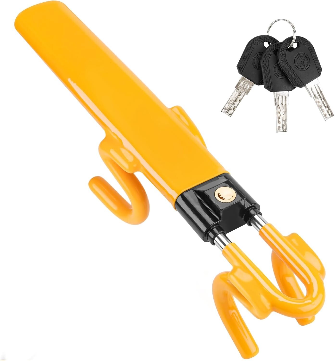 Cerradura de volante de ajuste universal - Cerraduras duraderas de doble barra con 3 llaves en amarillo- - Image 3