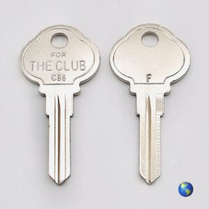 CB6 llaves en blanco para varias cerraduras de volante de The Club (2 llaves)-