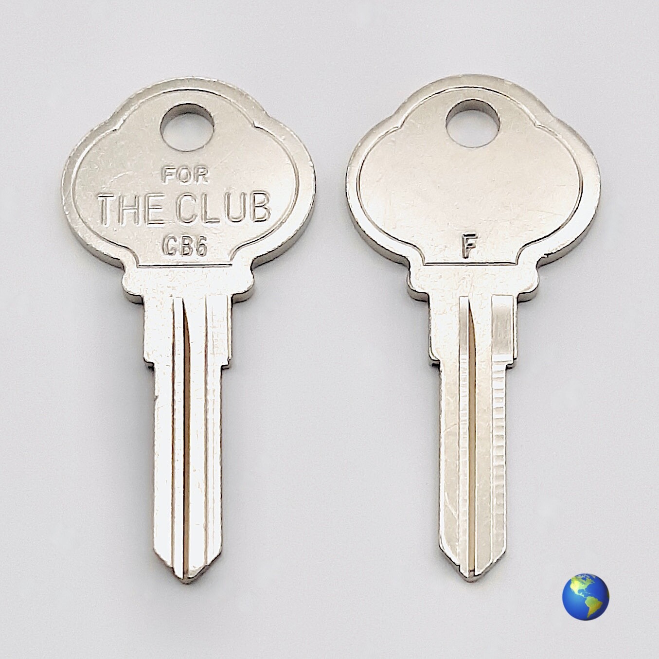 CB6 llaves en blanco para varias cerraduras de volante de The Club (2 llaves)-