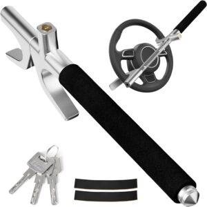 MONOJOY Cerradura Volante Cerraduras Coche Seguridad Universal con Elástico, Negro -
