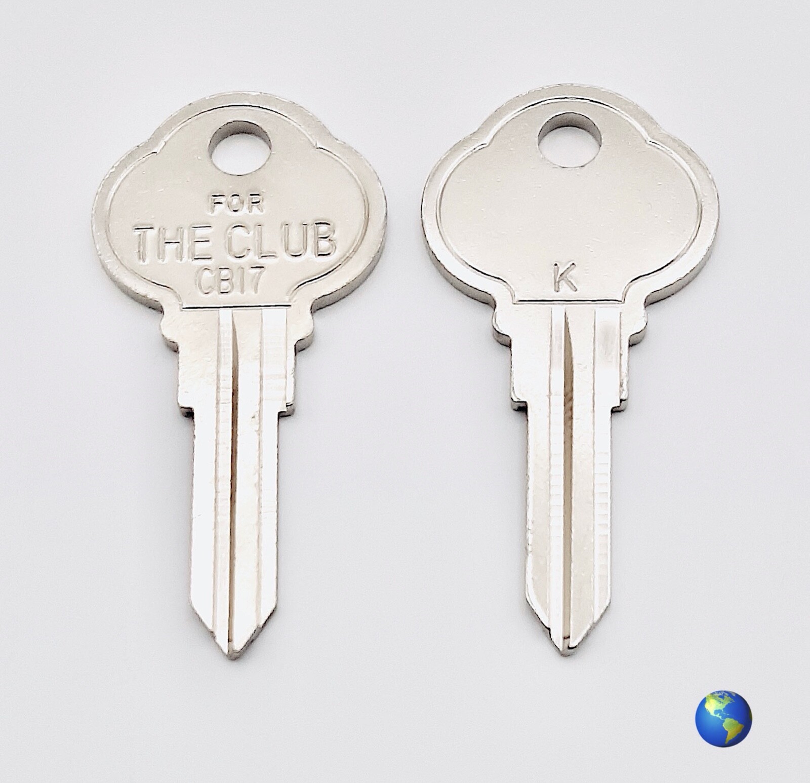 CB17 llaves en blanco para varias cerraduras de volante de The Club (2 llaves)-