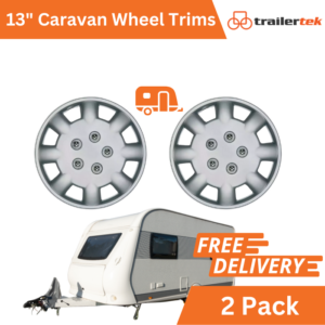 Juego de 2 embellecedores de rueda de caravana de 13", cubiertas de plástico plateadas, ¡alta calidad! P&P GRATIS-