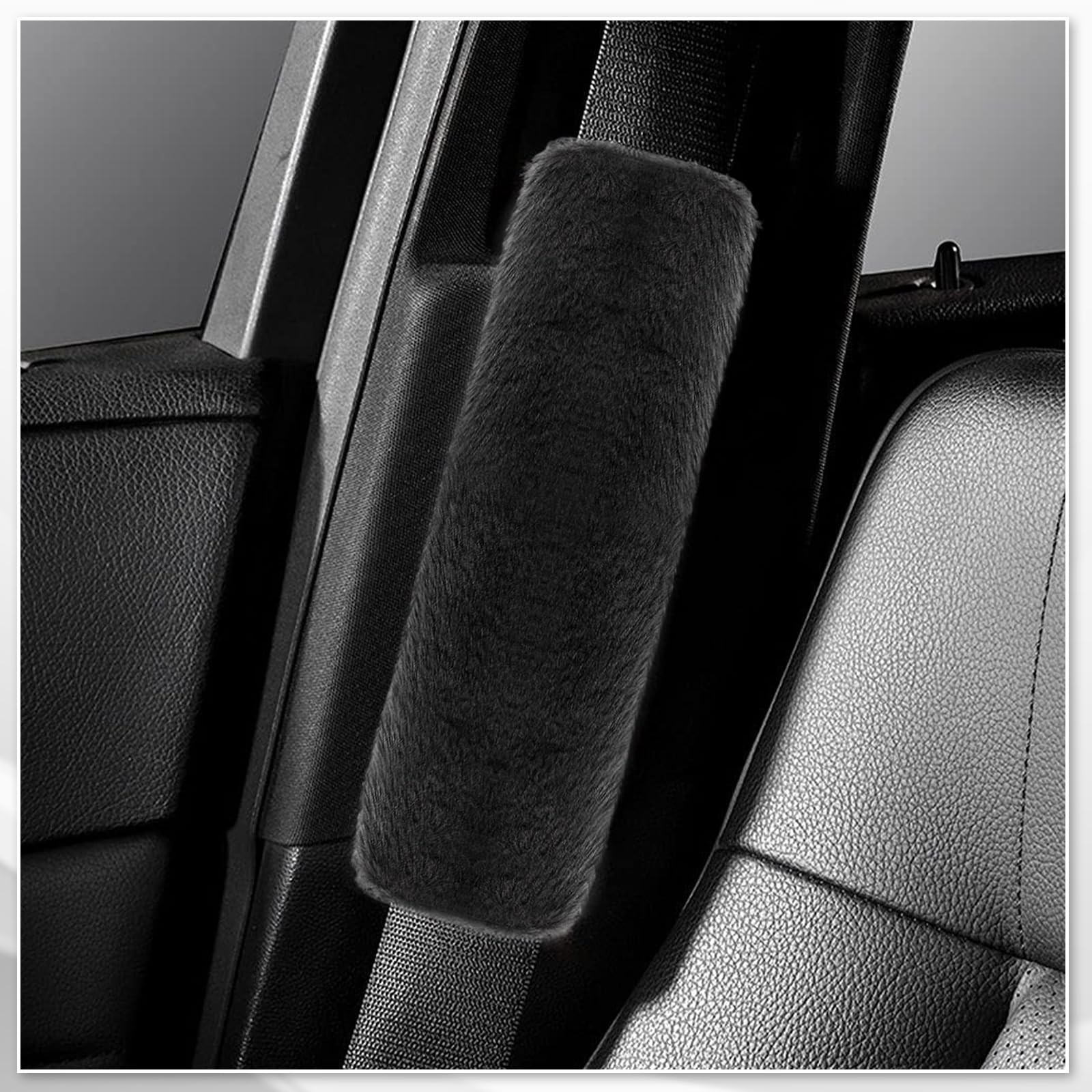 Cubierta de almohadillas para cinturón de seguridad de automóvil de 4 piezas, cubierta de correa para cinturón de seguridad de piel sintética suave- - Image 3