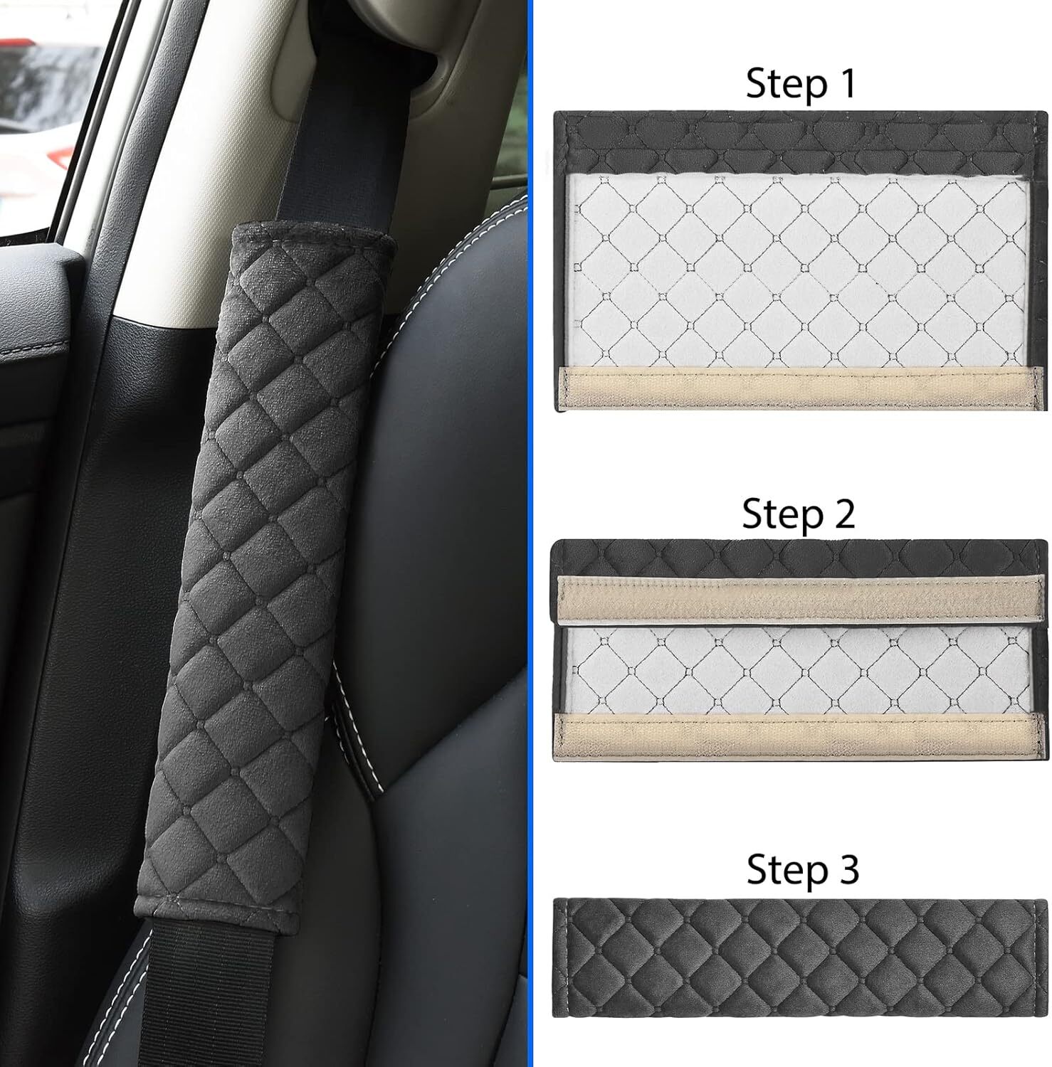 Almohadillas de arnés de confort para cinturón de seguridad - Almohadillas de confort para cinturón de seguridad de coche x 2 ganchos- - Image 5