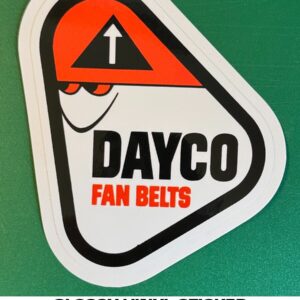 CINTURONES DE VENTILADOR DAYCO VINILO BRILLANTE CALCOMANÍA PEGATINA - CARRERAS VINTAGE - AUTOMOTRIZ - SCCA-