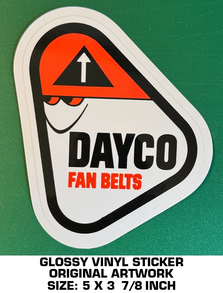 CINTURONES DE VENTILADOR DAYCO VINILO BRILLANTE CALCOMANÍA PEGATINA - CARRERAS VINTAGE - AUTOMOTRIZ - SCCA-