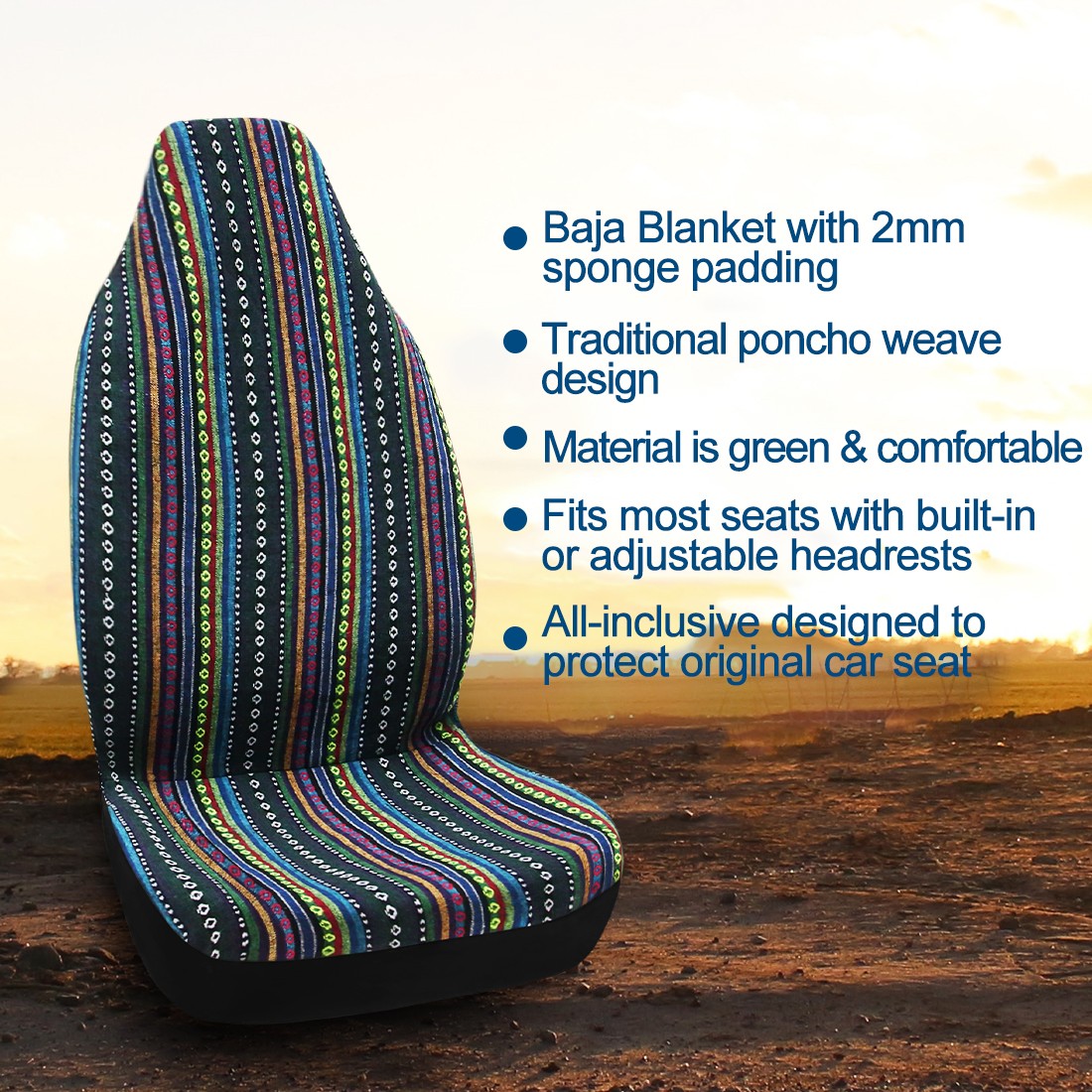 Funda de asiento delantero universal para automóvil SUV Baja respaldo protector de cojín- - Image 2