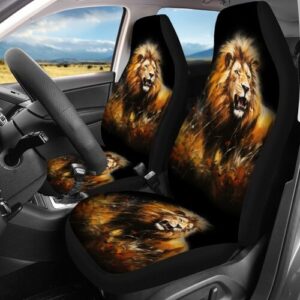 Cubierta de asiento automotriz universal antiincrustante con estampado de león asiento de animal-