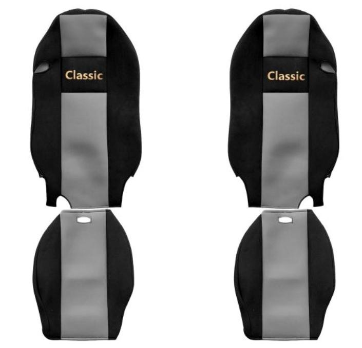Juego de fundas de asiento delanteras textiles gris F-CORE Classic camión-