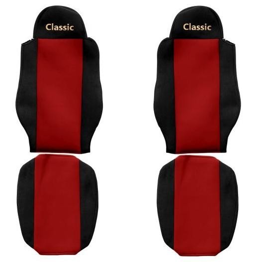 Juego de fundas de asiento de camión F-CORE Classic fundas de asiento delanteras textiles rojas para MAN TGA- - Image 3