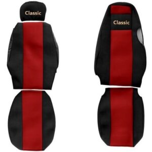 F-CORE Classic LKW Sitzschonbezug Sitzbezüge Set Vorne Textil Rot