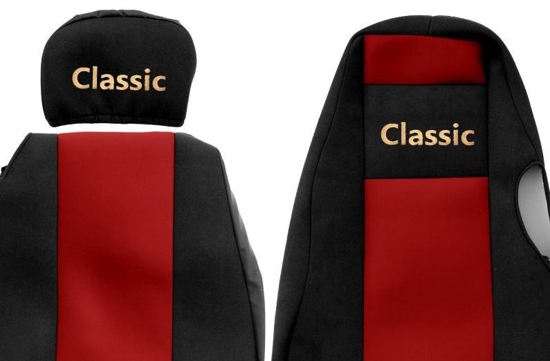F-CORE Classic LKW Sitzschonbezug Sitzbezüge Set Vorne Textil Rot - Image 3