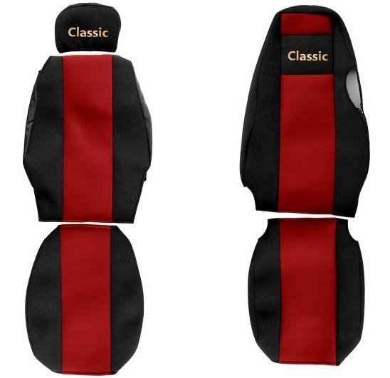 F-CORE Classic LKW Sitzschonbezug Sitzbezüge Set Vorne Textil Rot - Image 4