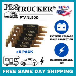 5-Pk Pro Trucker 500 AMP ANL Fusible Automotriz Conjunto de Protección Electrónica PTANL500-