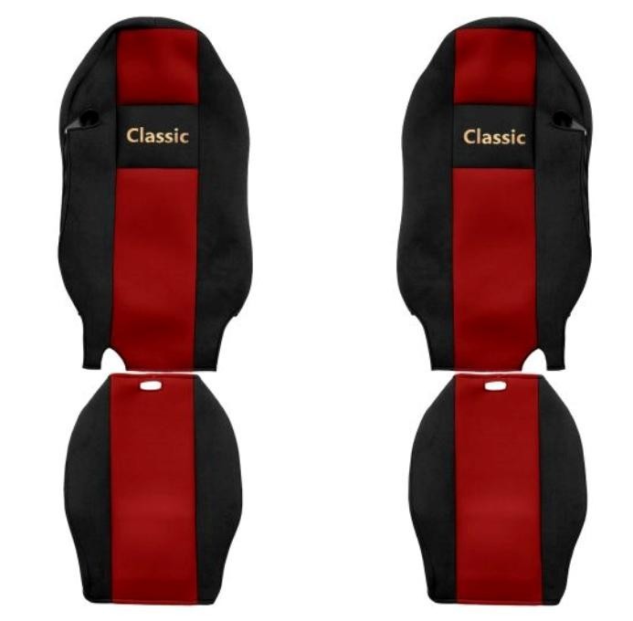 Juego de fundas de asiento de camión F-CORE Classic fundas de asiento delanteras textiles rojas-