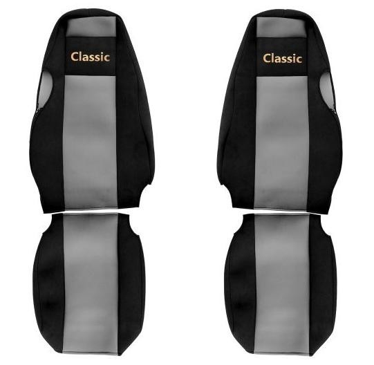 Juego de fundas de asiento de camión F-CORE Classic fundas de asiento delanteras textiles gris para SCANIA-