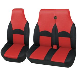 Juego de protectores de asiento de furgoneta universales de lujo de tela negra y roja de Ohio 2+1 -
