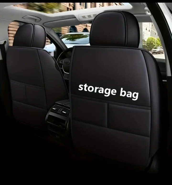 Deluxe Front, Rear Red Wine And Black Faux Leather Car Seat Covers 5 Seat Set - Image 5