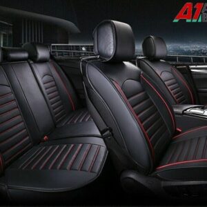Juego completo de fundas de asiento de coche negras protectoras universales de lujo fundas de asiento de cuero PU-