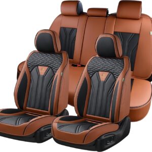 Juego completo de fundas de asiento de cuero FLORICH, juego completo, marrón y negro -