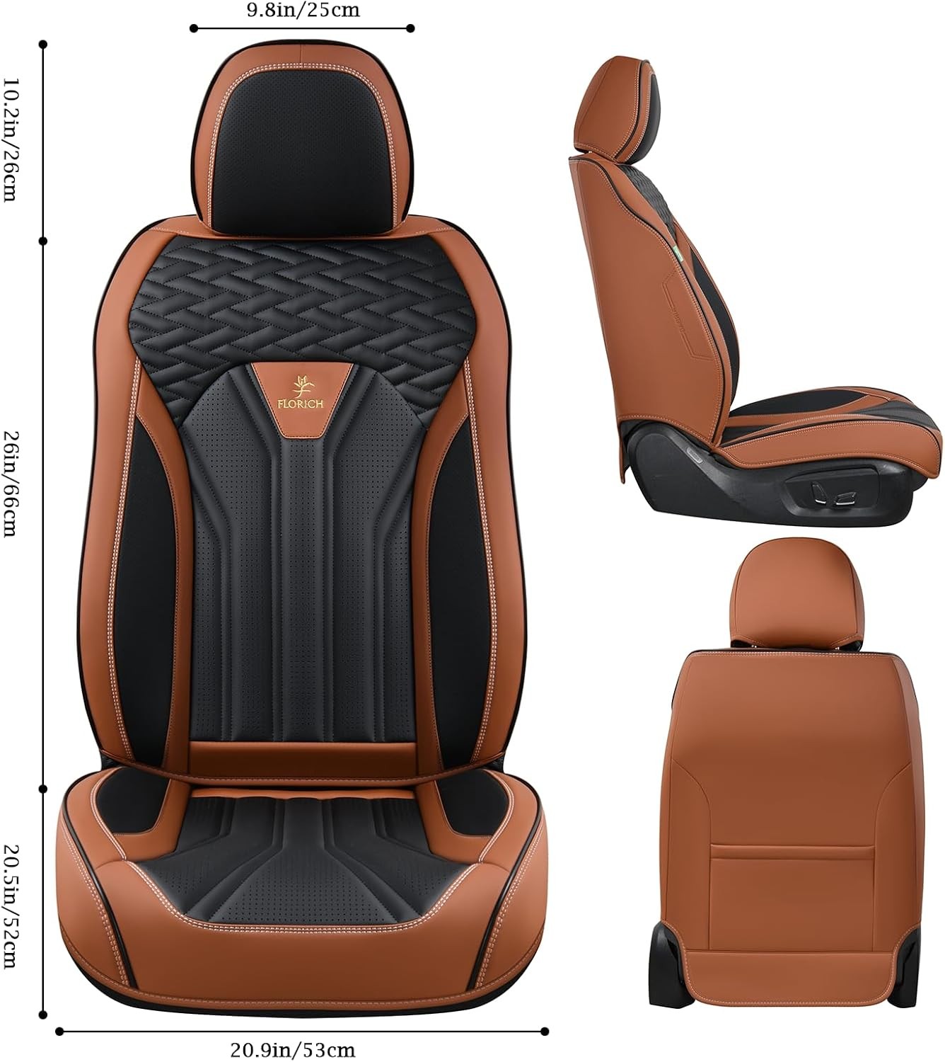 Juego completo de fundas de asiento de cuero FLORICH, juego completo, marrón y negro - - Image 3