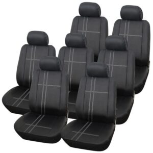 Juego de fundas de asiento de coche monovolumen Texas de lujo de poliéster negro y gris 14 piezas devolución-